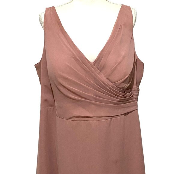 Azazie Bridesmaid Dress Size C Dusty Pink Maxi Classic Feminine Fairy Romantic - Picture 2 of 10